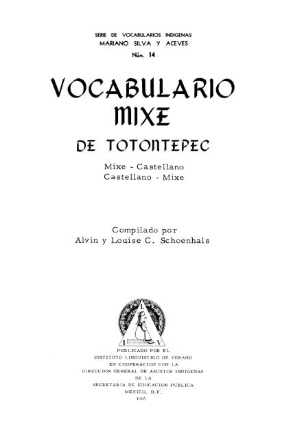 Vocabulario mixe de Totontepec: Mixe-castellano, castellano-mixe