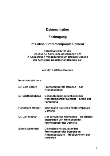 Frontotemporale Demenz - Deutsche Alzheimer Gesellschaft e.v.