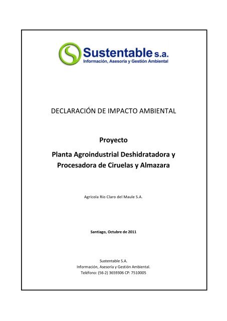 DIA - Planta Agroindustrial Deshidratadora y Procesadora de Ciruelas