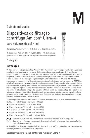 Dispositivos de filtração centrífuga Amicon® Ultra-4 - Millipore