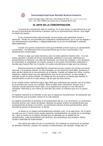 El arte de la concentración - Brahma Kumaris