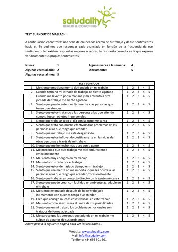 Test de Maslach - Saludality