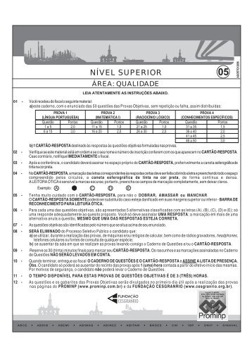 PROVA 05 - QUALIDADE.pmd - Fundação Cesgranrio