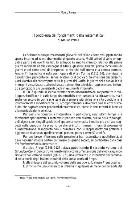 Il problema dei fondamenti della matematica - Biblioteca Provinciale ...