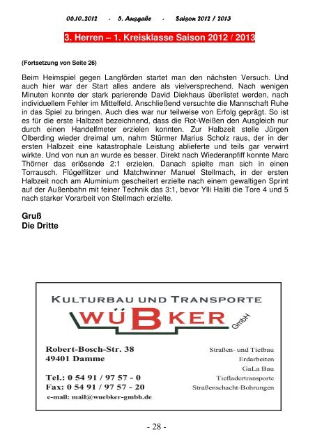 2012.10.06 RW-Kurier Ausgabe 05 - Rot Weiss Damme