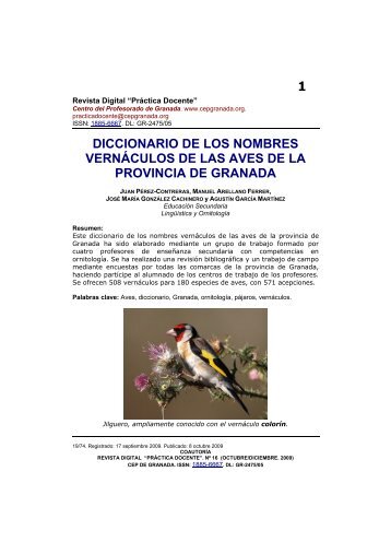 diccionario de los nombres vernáculos de las aves - Centro del ...