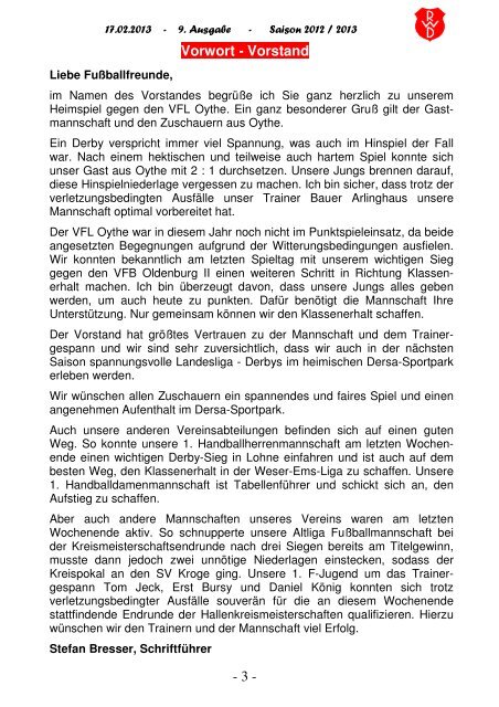 2013.02.17 RW-Kurier Ausgabe 09 - Rot Weiss Damme