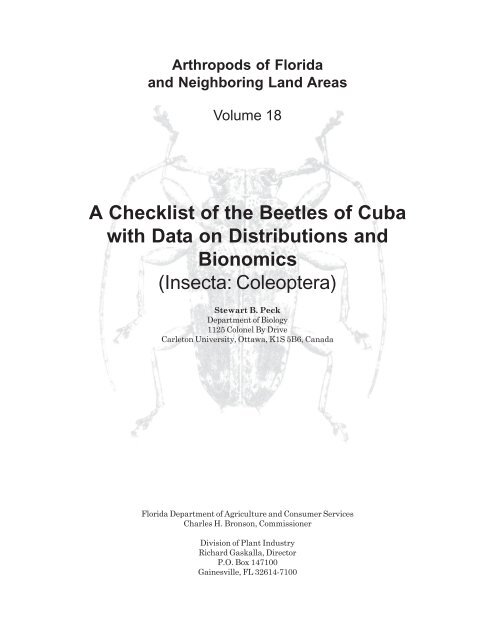 A Checklist of the Beetles of Cuba with Data on Distributions and ...