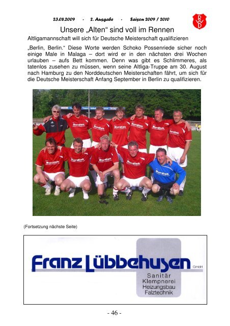 2009.08.23 RW-Kurier Ausgabe 2 - Rot Weiss Damme