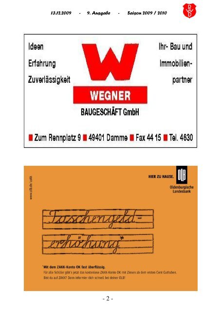 2009.12.13 RW-Kurier Ausgabe 9 - Rot Weiss Damme