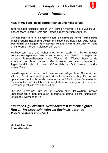 2009.12.13 RW-Kurier Ausgabe 9 - Rot Weiss Damme