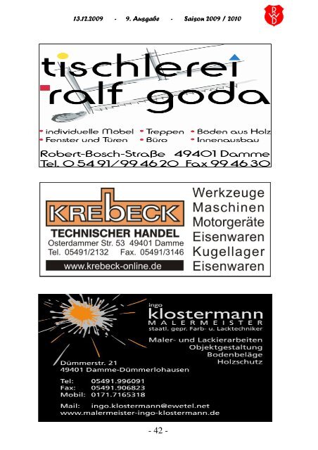 2009.12.13 RW-Kurier Ausgabe 9 - Rot Weiss Damme