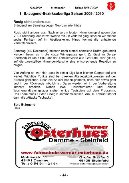 2009.12.13 RW-Kurier Ausgabe 9 - Rot Weiss Damme