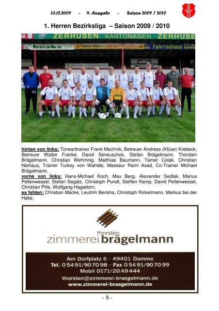 2009.12.13 RW-Kurier Ausgabe 9 - Rot Weiss Damme