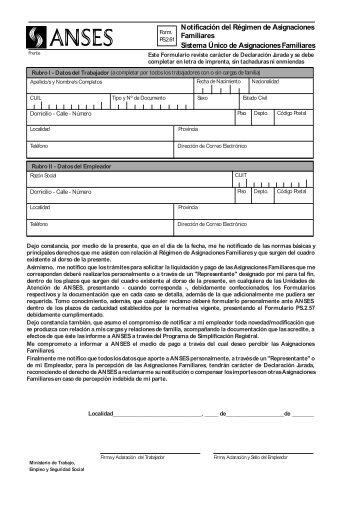 Notificación del Régimen de Asignaciones Familiares ... - Anses