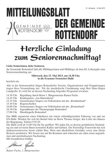 MITTEILUNGSBLATT DER GEMEINDE ROTTENDORF Herzliche ...