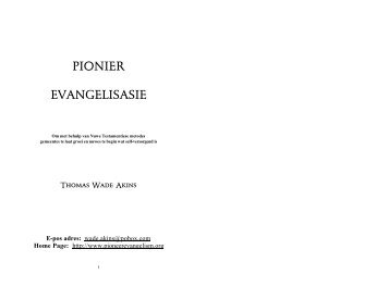 PIONIER EVANGELISASIE - Pioneer Missions