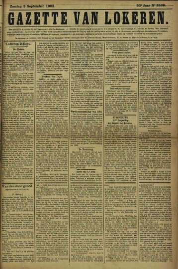 Zondag 3 September 1893. 50- Jaar N» 2599*- Lokeren 2 Sept.