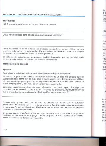 LECCIÓN 14 PROCESOS INTEGRADORES: EVALUACIÓN