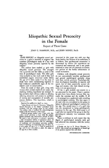 Idiopathic Sexual Precocity in the Female - Psychosomatic Medicine