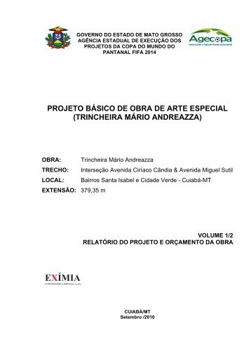 relatório do projeto e orçamento da obra - Pantanal 2014 - Governo ...