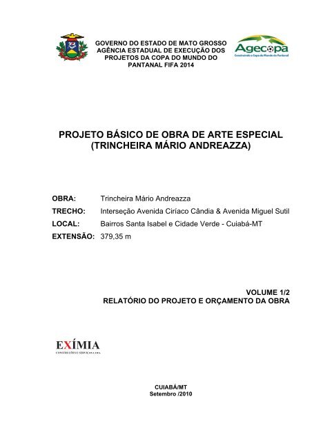 relatório do projeto e orçamento da obra - Pantanal 2014 - Governo ...