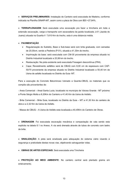 relatório do projeto e orçamento da obra - Pantanal 2014 - Governo ...