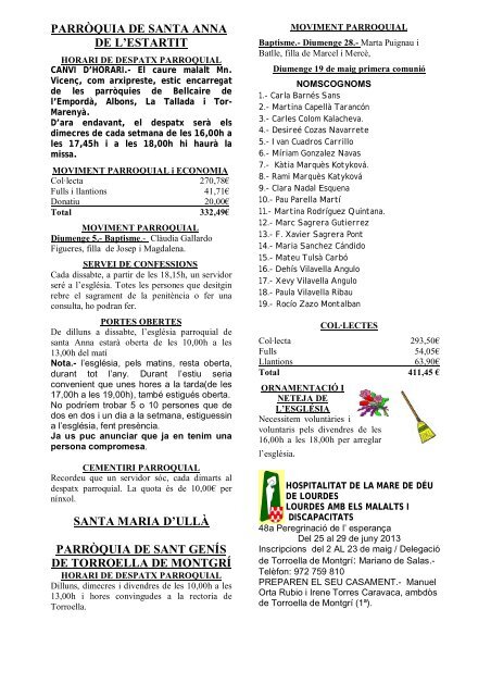 Suplement del Full Parroquial 10 de març de 2013 - Bisbat de Girona