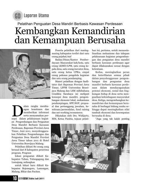 Buletin Gema Desa edisi Juli 2011 - Bapemas Prov Jatim - Jawa Timur