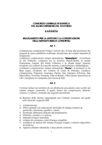 Regolamento Irriguo Vigente - Consorzio Generale di Bonifica del ...