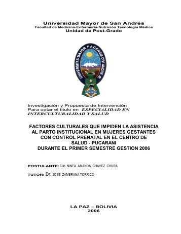 factores culturales que impiden la asistencia al parto institucional en ...