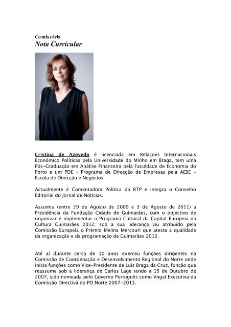 Download do CV da Comissária Cristina de Azevedo - Exit Talks