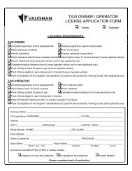 taxi owner / operator license application form - City of Vaughan