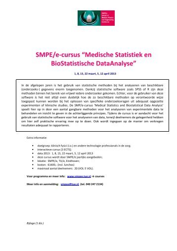 SMPE/e-cursus “Medische Statistiek en BioStatistische DataAnalyse”