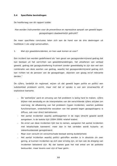 Rapport 'Geweld tegen gezagsdragers' - Universiteit Utrecht