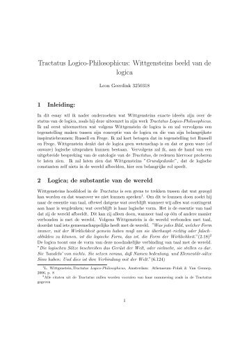 Tractatus Logico-Philosophicus: Wittgensteins ... - Leon Geerdink