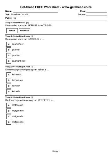 GetAhead FREE Worksheet - www.getahead.co.za