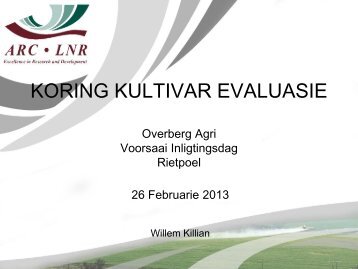 Koring - Kultivar Evaluasie - Willem Killian (LNR) - Overberg Agri