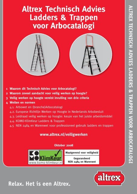 pik Omringd Koor Altrex Technisch Advies Ladders &amp; Trappen voor Arbocatalogi