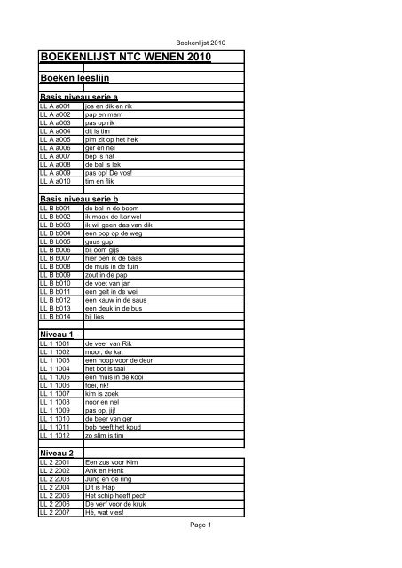 boekenlijst ntc wenen 2010 - Vereniging Nederlandse Taal en ...