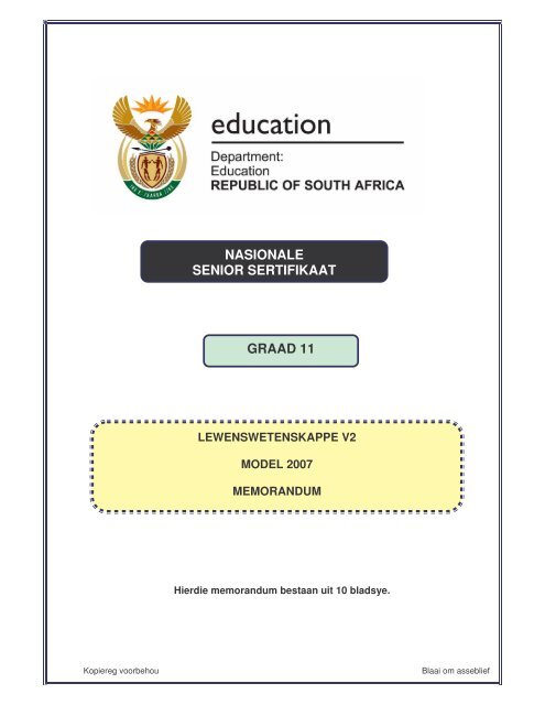 nasionale senior sertifikaat graad 11 - Curriculum