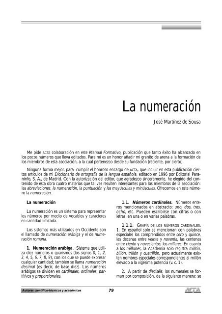 La numeración (José Martínez de Sousa)