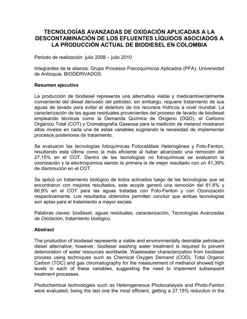 TECNOLOGÍAS AVANZADAS DE OXIDACIÓN APLICADAS A LA ...