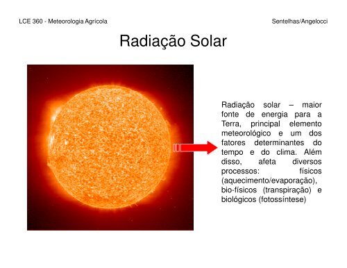 Radiação Solar - Balanço de Energia - Departamento de Ciências ...