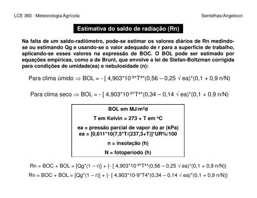 Radiação Solar - Balanço de Energia - Departamento de Ciências ...