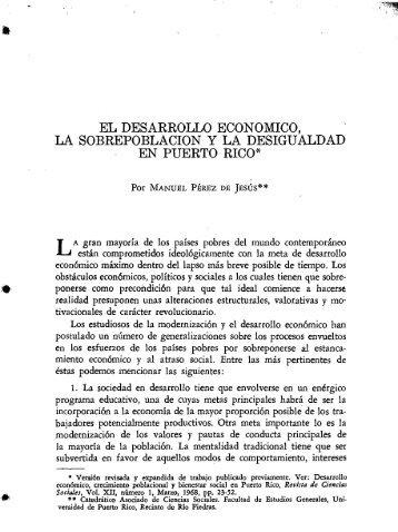 EL DESARROLLO ECONOMICO, LA SOBREPOBLACION y LA ...