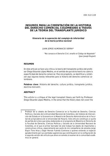 insumos para la cimentación de la historia del derecho comercial