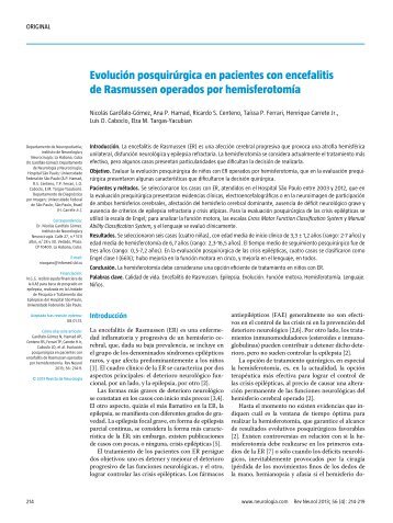 Evolución posquirúrgica en pacientes con encefalitis de Rasmussen ...