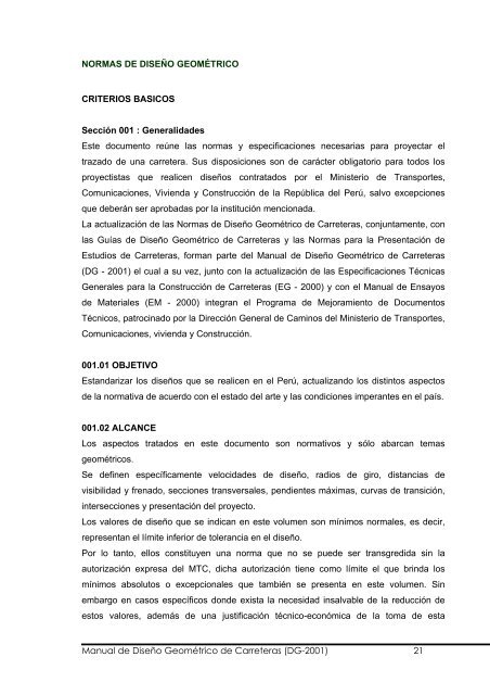 Manual de Diseño Geométrico de Carreteras (DG-2001) 1