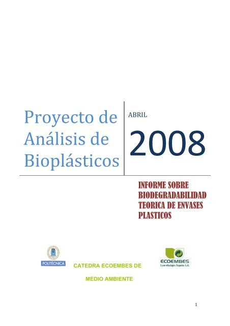 Biodegradabilidad Teórica de Envases de Plástico - Ecoembes